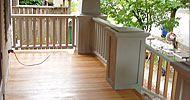 Clear vertical grain fir porch floor with teak oil finish.